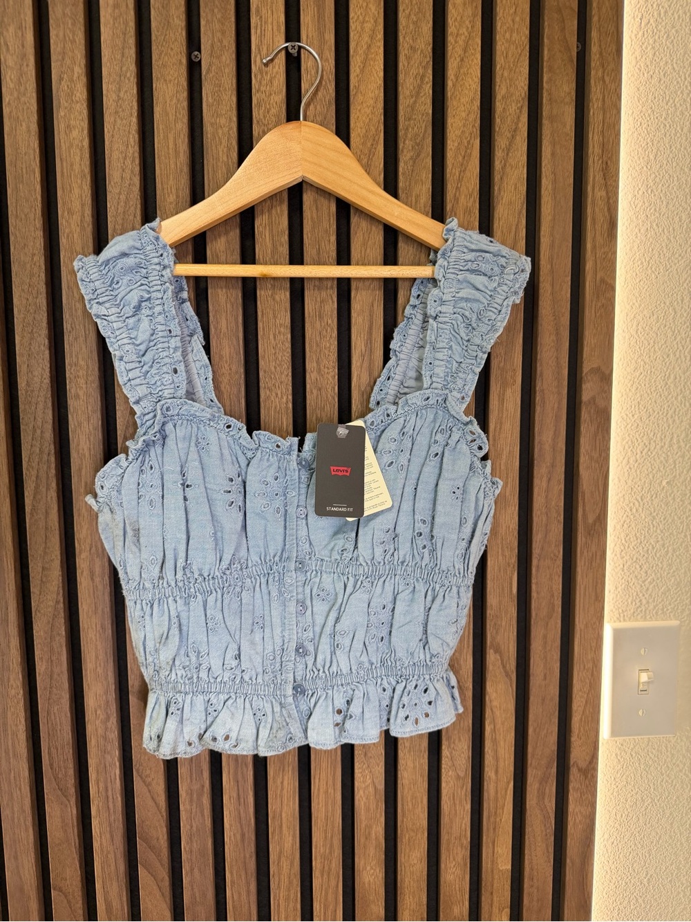 Levi's Eyelet Smocked Crop Top